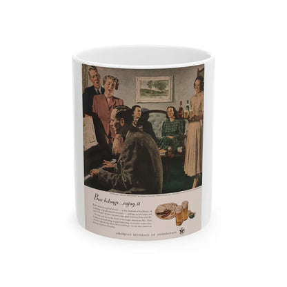 Gathered Around The Piano, Look magazine, January 1949 - White Coffee Mug-11oz-Go Mug Yourself