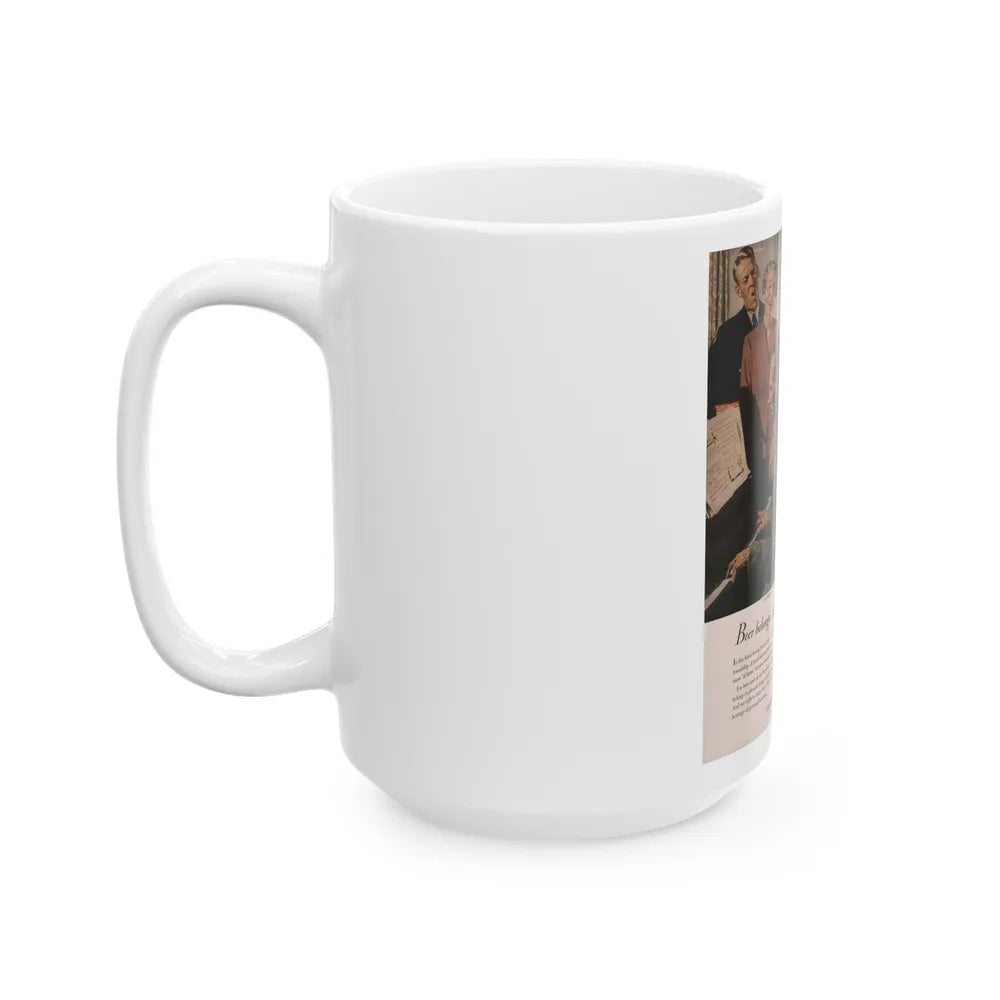 Gathered Around The Piano, Look magazine, January 1949 - White Coffee Mug-Go Mug Yourself