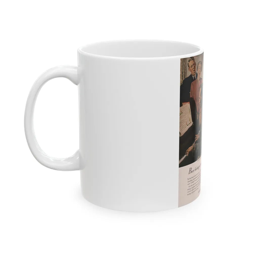 Gathered Around The Piano, Look magazine, January 1949 - White Coffee Mug-Go Mug Yourself