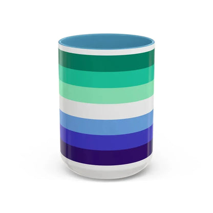 Gay Men Pride Flag - Accent Coffee Mug 15oz Light Blue - Go Mug Yourself
