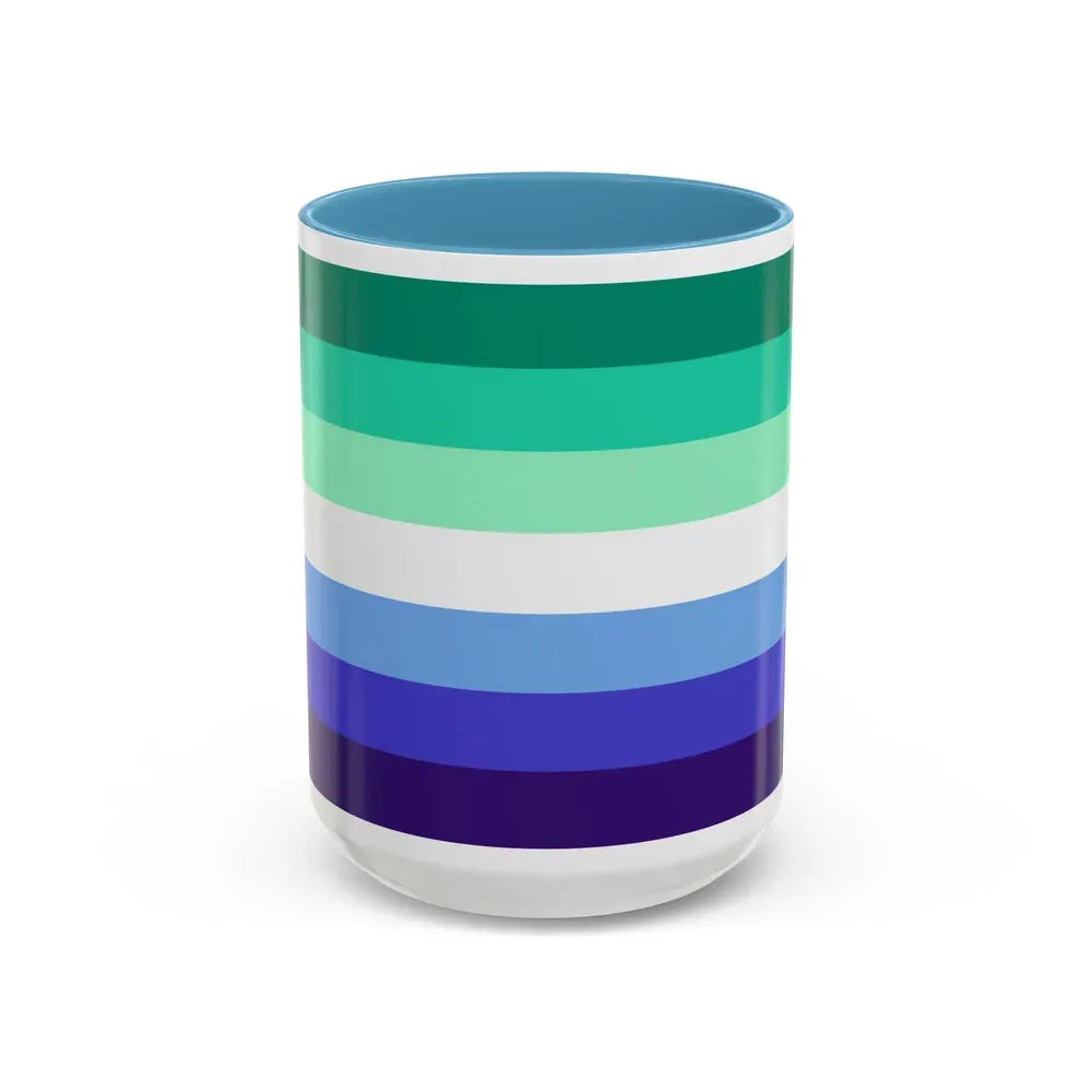 Gay Men Pride Flag - Accent Coffee Mug 15oz Light Blue - Go Mug Yourself