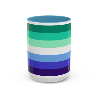 Gay Men Pride Flag - Accent Coffee Mug 15oz Light Blue - Go Mug Yourself