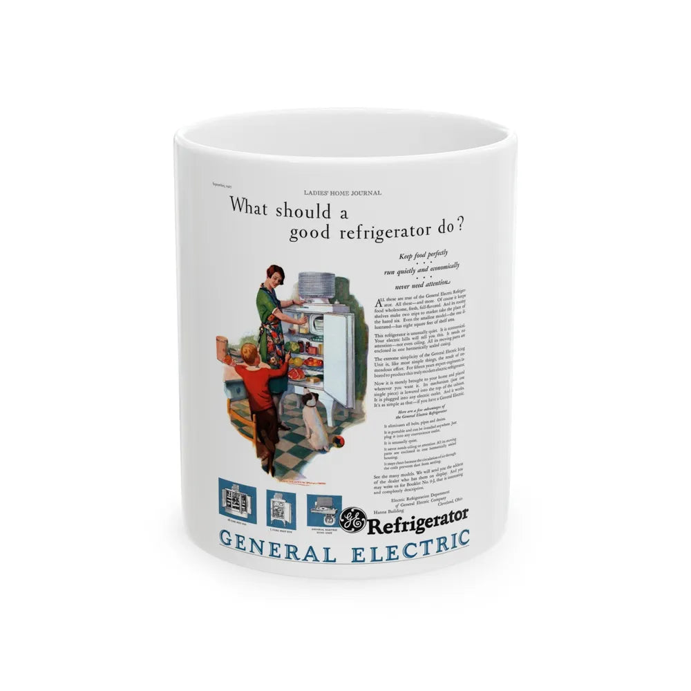 GE Refrigerator ad, Ladies' Home Journal, September 1927 - White Coffee Mug-11oz-Go Mug Yourself