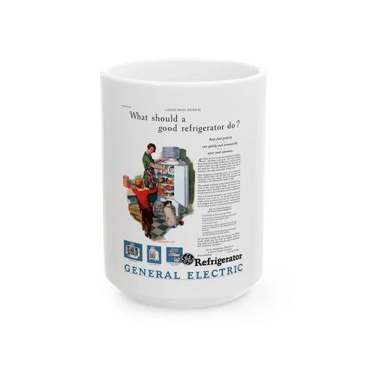 GE Refrigerator ad, Ladies' Home Journal, September 1927 - White Coffee Mug 15oz - Go Mug Yourself