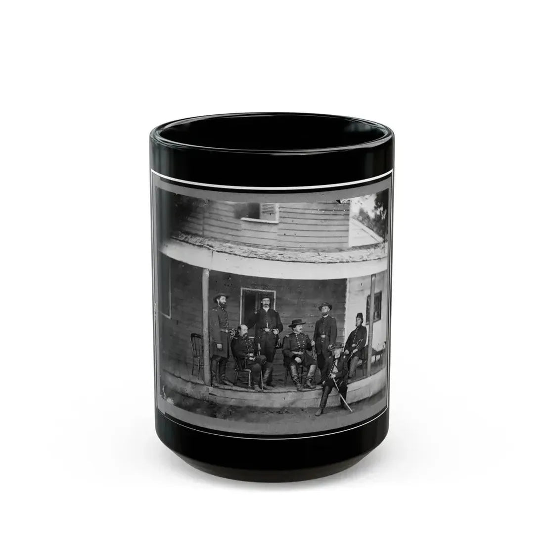 Gen. Alexander Mccook And Staff Posed On Porch Near Washington, D.C. (U.S. Civil War) Black Coffee Mug 15oz - Go Mug Yourself