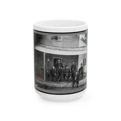 Gen. Alexander Mccook And Staff Posed On Porch Near Washington, D.C. (U.S. Civil War) White Coffee Mug 15oz - Go Mug Yourself