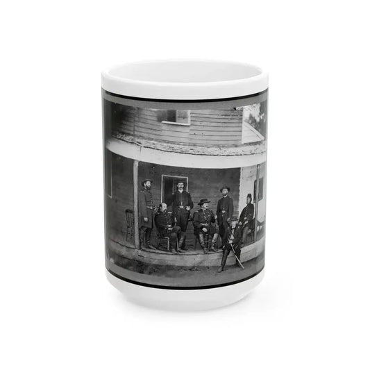 Gen. Alexander Mccook And Staff Posed On Porch Near Washington, D.C. (U.S. Civil War) White Coffee Mug 15oz - Go Mug Yourself
