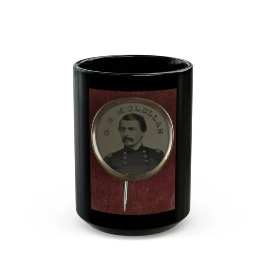 Gen. George Mcclellan Campaign Button For 1864 Presidential Election (U.S. Civil War) Black Coffee Mug 15oz - Go Mug Yourself