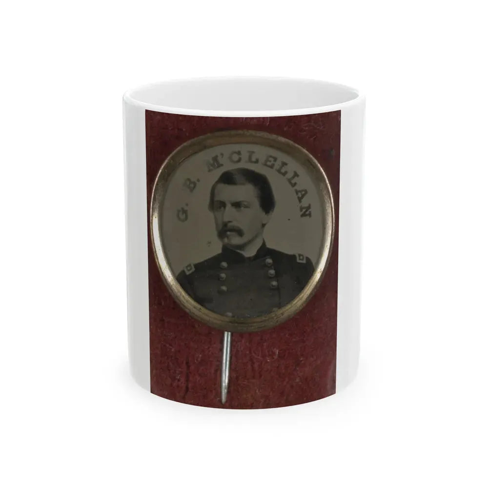 Gen. George Mcclellan Campaign Button For 1864 Presidential Election (U.S. Civil War) White Coffee Mug 11oz - Go Mug Yourself