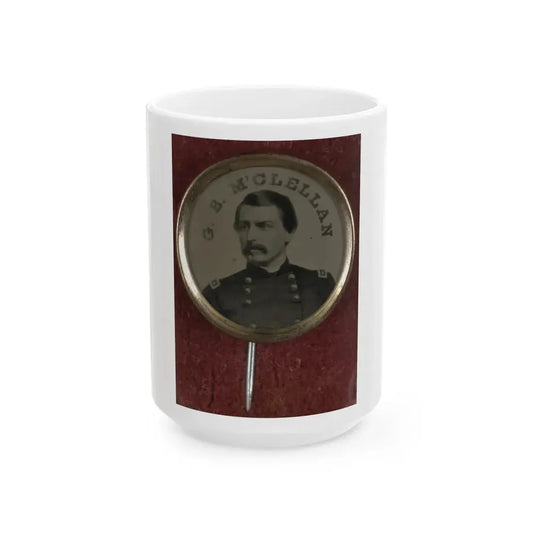 Gen. George Mcclellan Campaign Button For 1864 Presidential Election (U.S. Civil War) White Coffee Mug 15oz - Go Mug Yourself