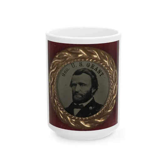 Gen. U.S. Grant Campaign Button For 1868 Presidential Election (U.S. Civil War) White Coffee Mug 15oz - Go Mug Yourself