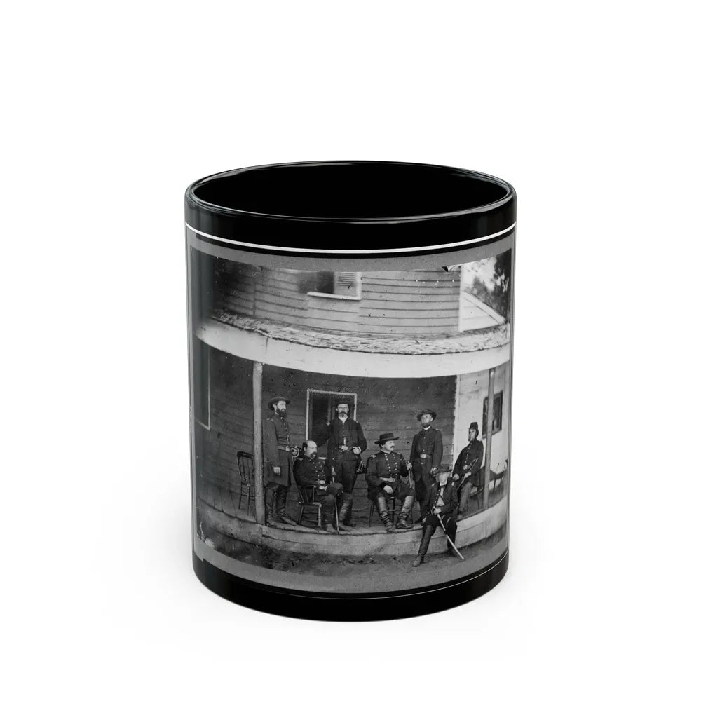 Gen. Alexander Mccook And Staff Posed On Porch Near Washington, D.C. (U.S. Civil War) Black Coffee Mug-11oz-Go Mug Yourself