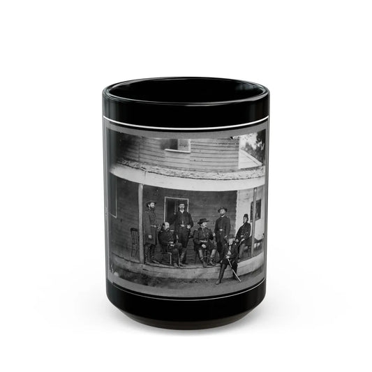 Gen. Alexander Mccook And Staff Posed On Porch Near Washington, D.C. (U.S. Civil War) Black Coffee Mug-15oz-Go Mug Yourself