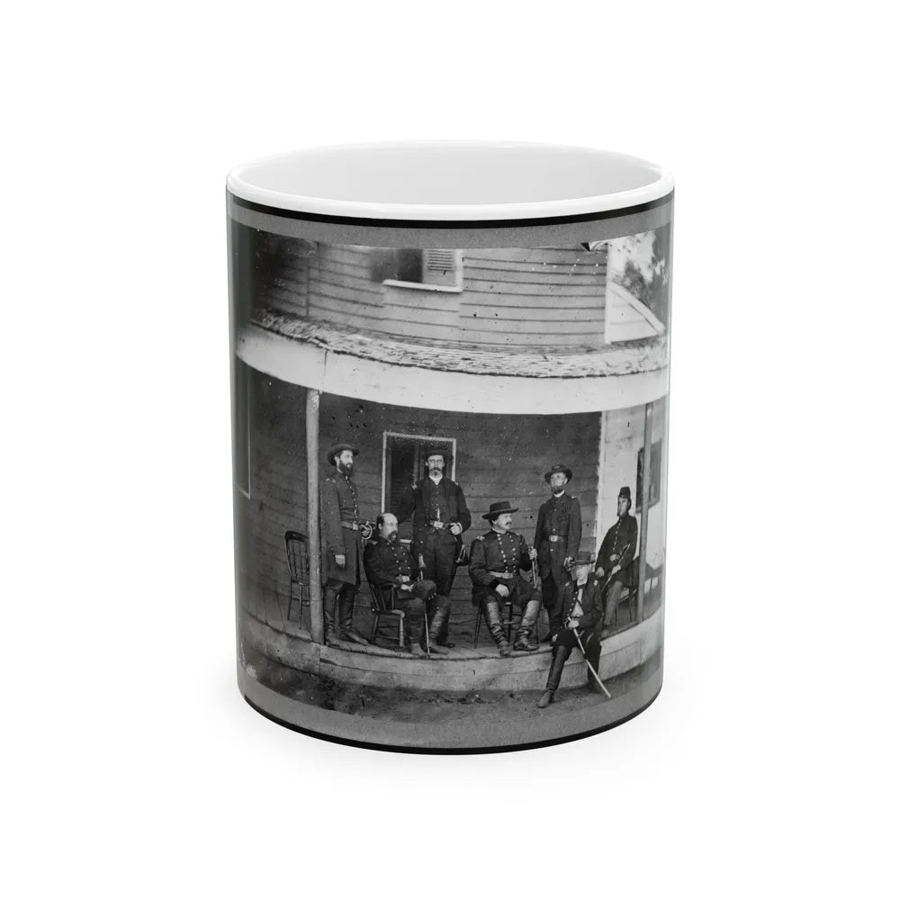 Gen. Alexander Mccook And Staff Posed On Porch Near Washington, D.C. (U.S. Civil War) White Coffee Mug-11oz-Go Mug Yourself