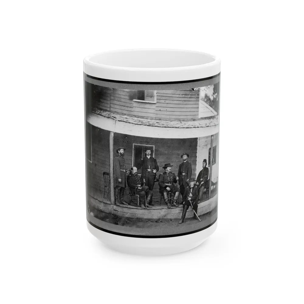 Gen. Alexander Mccook And Staff Posed On Porch Near Washington, D.C. (U.S. Civil War) White Coffee Mug-15oz-Go Mug Yourself