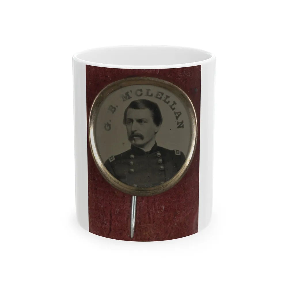 Gen. George Mcclellan Campaign Button For 1864 Presidential Election (U.S. Civil War) White Coffee Mug-11oz-Go Mug Yourself