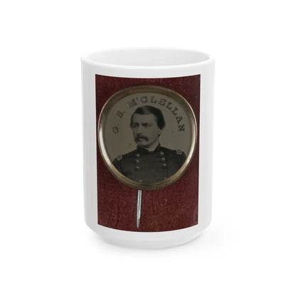 Gen. George Mcclellan Campaign Button For 1864 Presidential Election (U.S. Civil War) White Coffee Mug-15oz-Go Mug Yourself