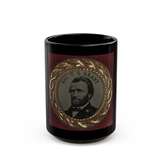 Gen. U.S. Grant Campaign Button For 1868 Presidential Election (U.S. Civil War) Black Coffee Mug-15oz-Go Mug Yourself