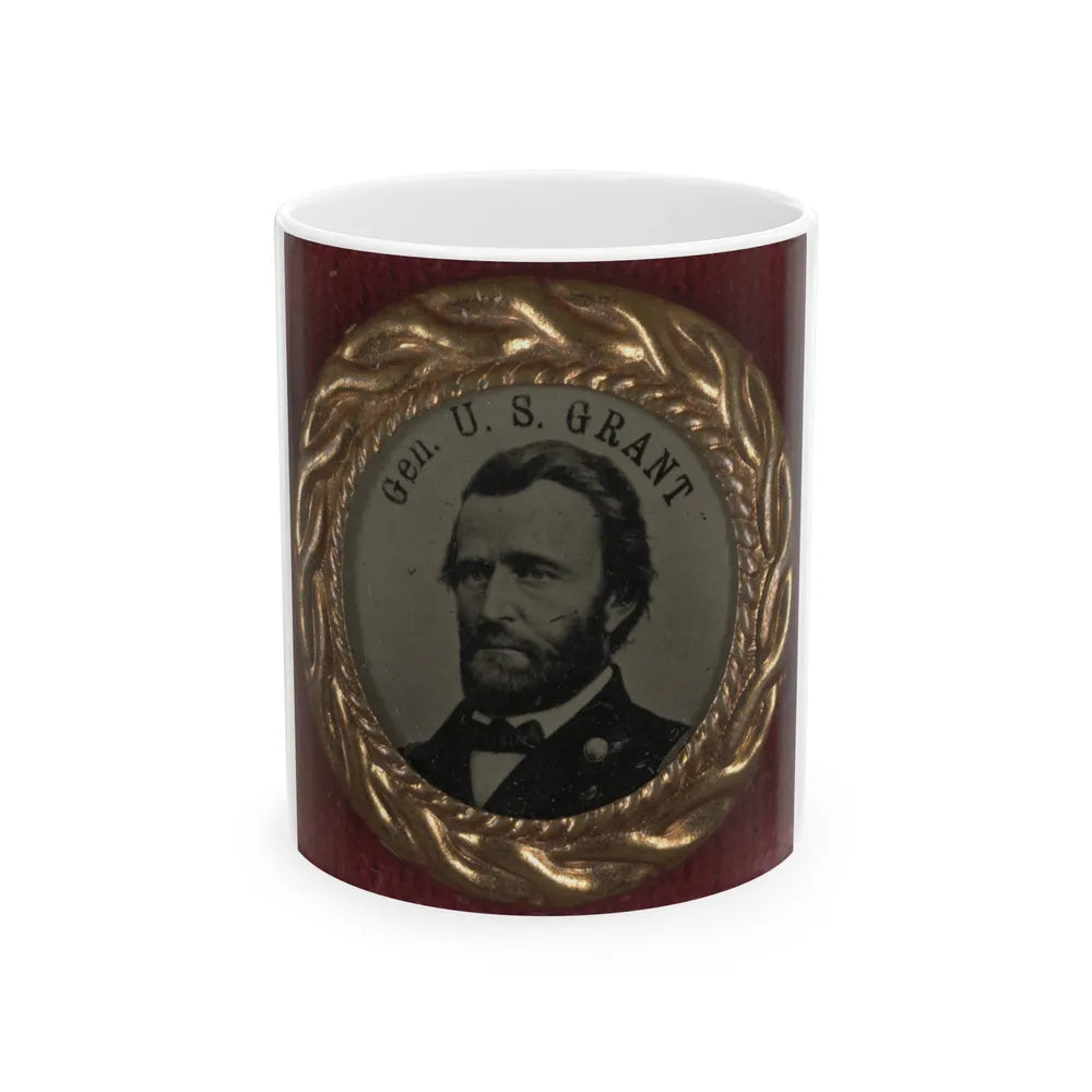 Gen. U.S. Grant Campaign Button For 1868 Presidential Election (U.S. Civil War) White Coffee Mug-11oz-Go Mug Yourself