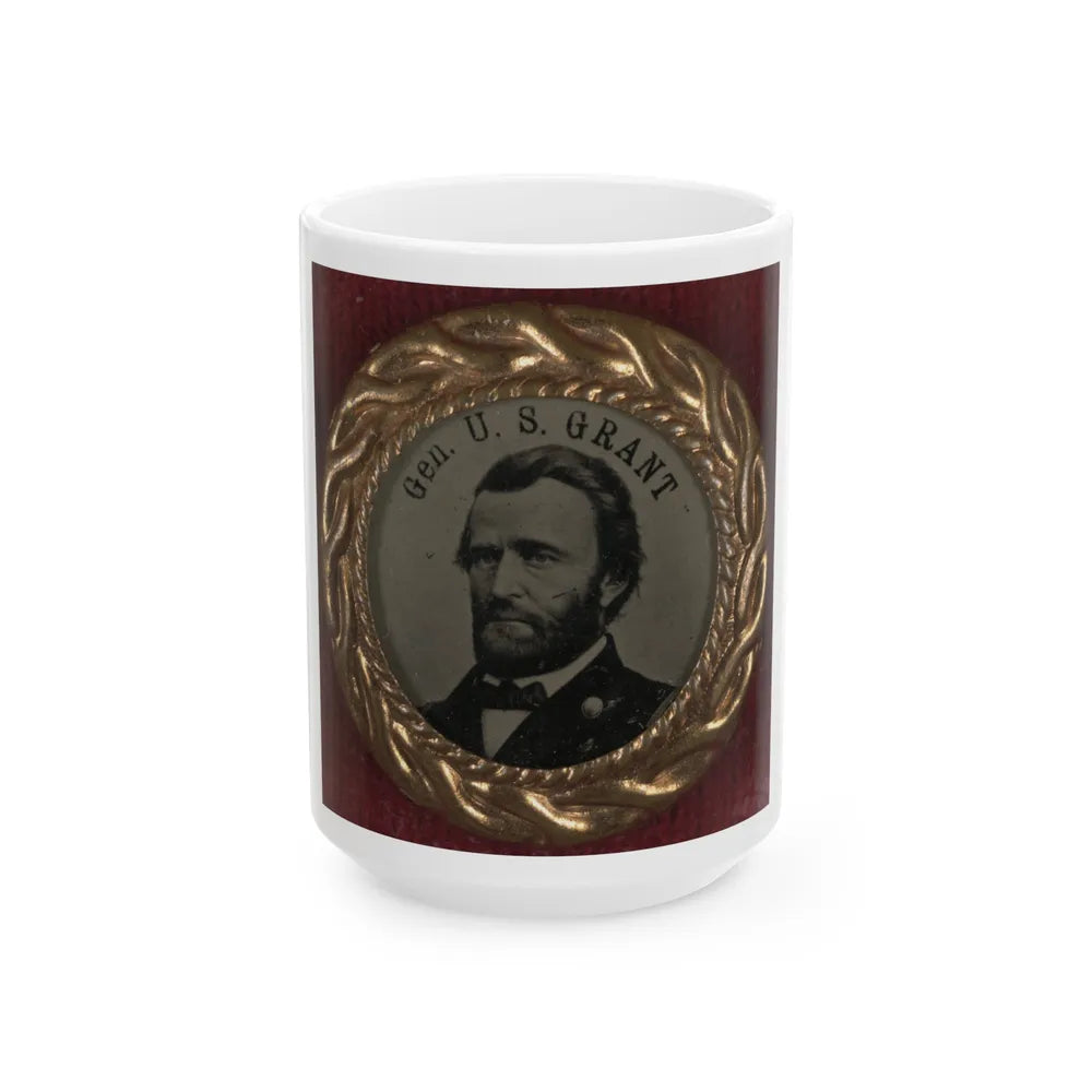 Gen. U.S. Grant Campaign Button For 1868 Presidential Election (U.S. Civil War) White Coffee Mug-15oz-Go Mug Yourself