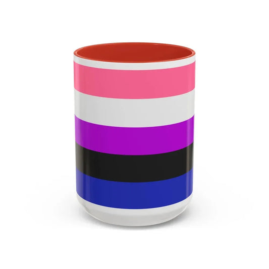 Genderfluidity Pride Flag - Accent Coffee Mug 15oz Red - Go Mug Yourself
