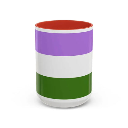 Genderqueer Pride Flag - Accent Coffee Mug 15oz Red - Go Mug Yourself