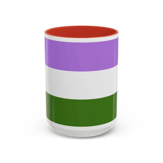 Genderqueer Pride Flag - Accent Coffee Mug 15oz Red - Go Mug Yourself