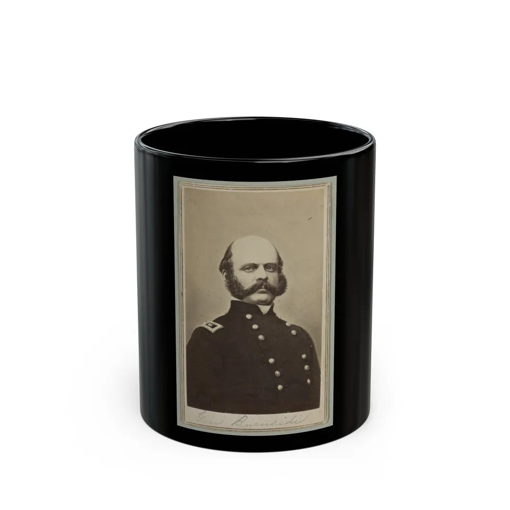 General Ambrose E. Burnside, Head-And-Shoulders Portrait, Facing Slightly Right, Wearing Military Uniform (U.S. Civil War) Black Coffee Mug-11oz-Go Mug Yourself