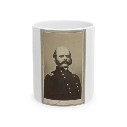 General Ambrose E. Burnside, Head-And-Shoulders Portrait, Facing Slightly Right, Wearing Military Uniform (U.S. Civil War) White Coffee Mug-11oz-Go Mug Yourself