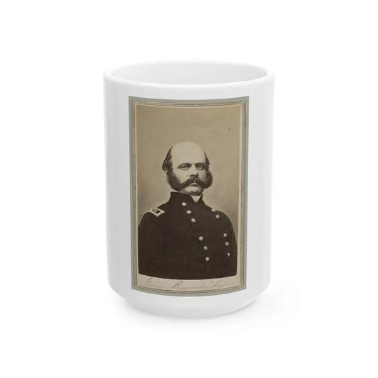 General Ambrose E. Burnside, Head-And-Shoulders Portrait, Facing Slightly Right, Wearing Military Uniform (U.S. Civil War) White Coffee Mug-15oz-Go Mug Yourself