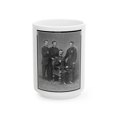 General Charles Griffin, Full-Length Portrait, Seated, With Three Aides Standing Behind Him (U.S. Civil War) White Coffee Mug-15oz-Go Mug Yourself