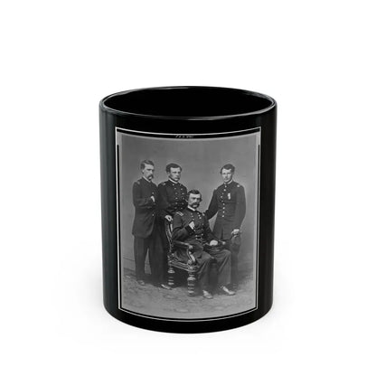General Charles Griffin, Full-Length Portrait, Seated, With Three Aides Standing Behind Him (U.S. Civil War) Black Coffee Mug 11oz - Go Mug Yourself