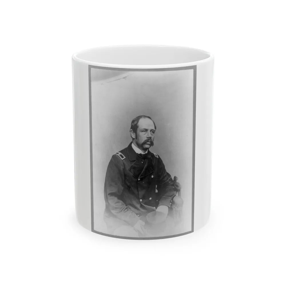 General George Henry Sharpe, Three-Quarter Length Portrait, Seated, Facing Right (U.S. Civil War) White Coffee Mug-11oz-Go Mug Yourself