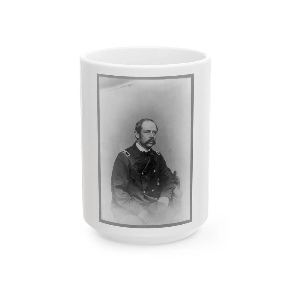 General George Henry Sharpe, Three-Quarter Length Portrait, Seated, Facing Right (U.S. Civil War) White Coffee Mug-15oz-Go Mug Yourself