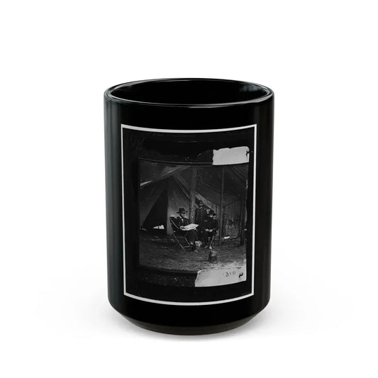 General Grant, Lt. Col. Bowers, And General Rawlins At Grant's Headquarters, Cold Harbor (U.S. Civil War) Black Coffee Mug 15oz - Go Mug Yourself