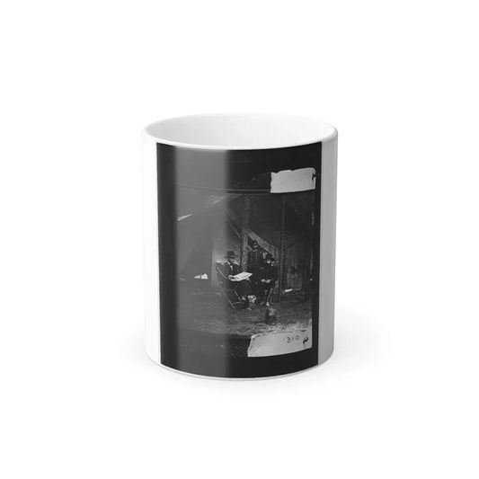 General Grant, Lt. Col. Bowers, and General Rawlins at Grant's Headquarters, Cold Harbor (U.S. Civil War) Color Changing Coffee Mug 11oz Default Title 11oz - Go Mug Yourself