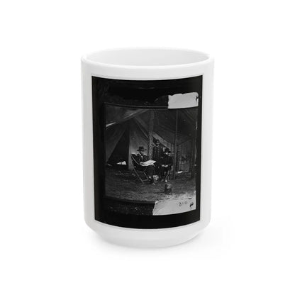 General Grant, Lt. Col. Bowers, And General Rawlins At Grant's Headquarters, Cold Harbor (U.S. Civil War) White Coffee Mug-15oz-Go Mug Yourself