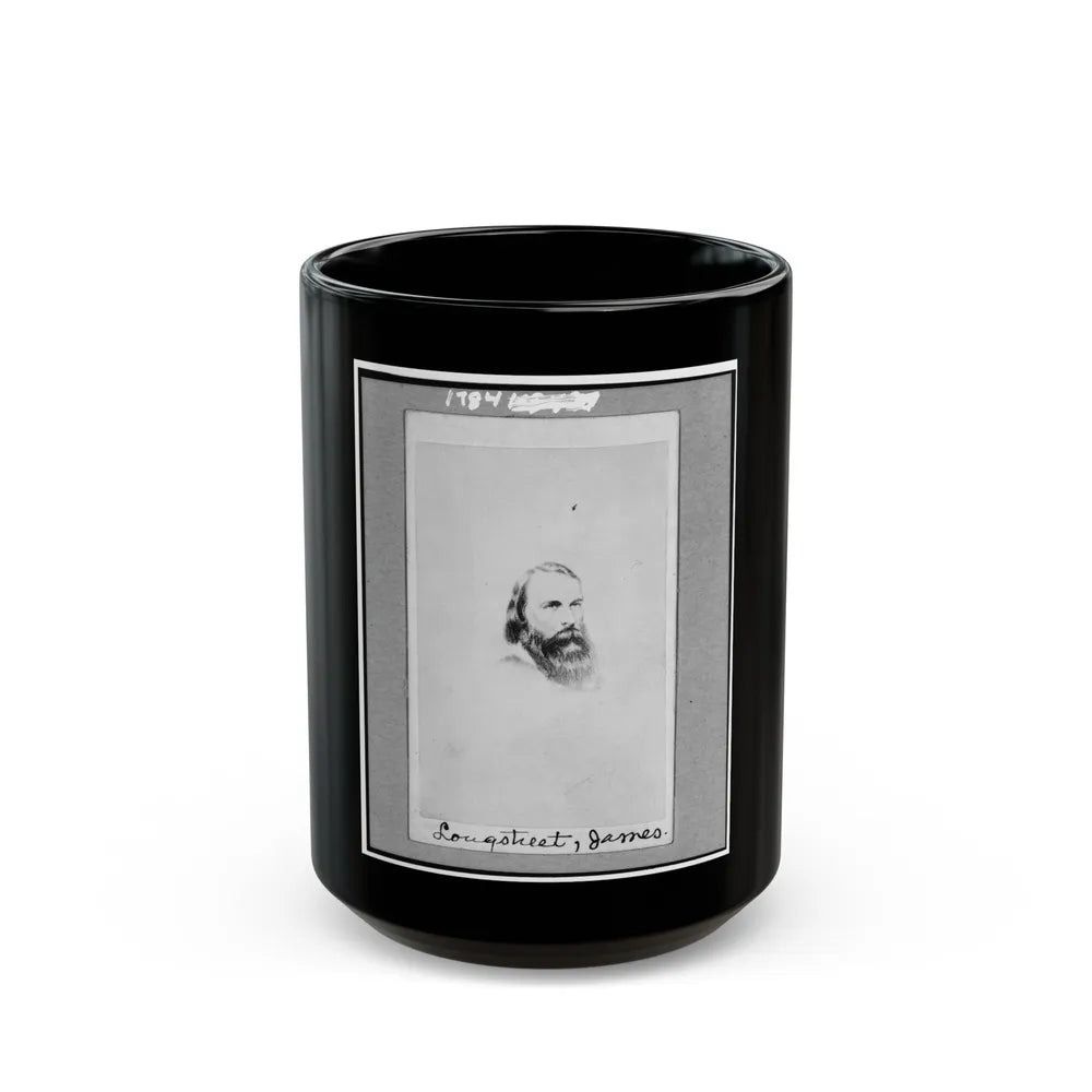 General James Longstreet, C.S.A., Head-And-Shoulders Portrait, Facing Slightly Right (U.S. Civil War) Black Coffee Mug-15oz-Go Mug Yourself