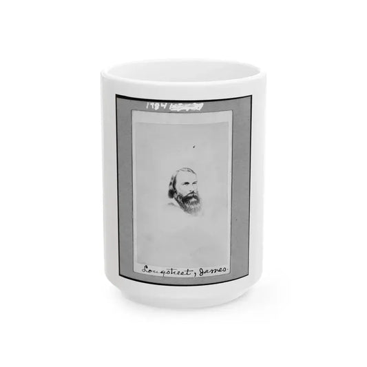 General James Longstreet, C.S.A., Head-And-Shoulders Portrait, Facing Slightly Right (U.S. Civil War) White Coffee Mug 15oz - Go Mug Yourself
