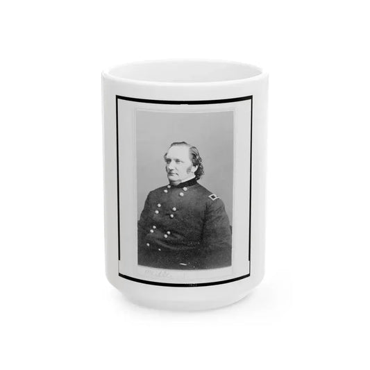 General Josiah Miller, Inspector General, Half-Length Portrait, Seated, Facing Left (U.S. Civil War) White Coffee Mug 15oz - Go Mug Yourself