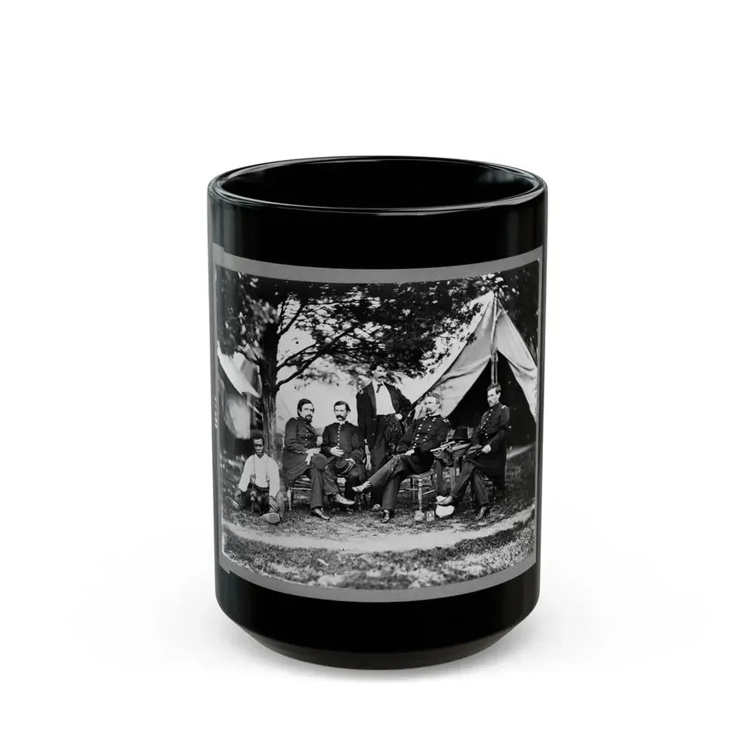 General Napoleon Bonaparte Mclaughlen And Staff Near Washington, D.C. (U.S. Civil War) Black Coffee Mug 15oz - Go Mug Yourself