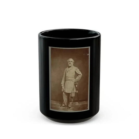 General Robert E. Lee, Full-Length Portrait, Standing, Facing Front, With Left Hand At Waist, On Sword, Wearing Military Uniform (U.S. Civil War) Black Coffee Mug 15oz - Go Mug Yourself
