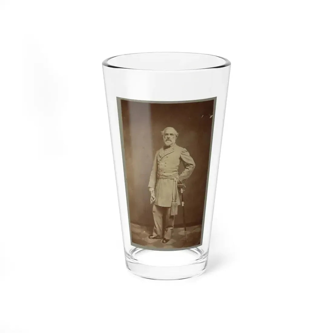 General Robert E. Lee, Full-Length Portrait, Standing, Facing Front, With Left Hand At Waist, On Sword, Wearing Military Uniform (U.S. Civil War) Pint Glass 16oz 16oz - Go Mug Yourself