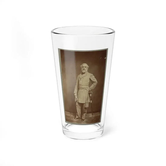 General Robert E. Lee, Full-Length Portrait, Standing, Facing Front, With Left Hand At Waist, On Sword, Wearing Military Uniform (U.S. Civil War) Pint Glass 16oz 16oz - Go Mug Yourself