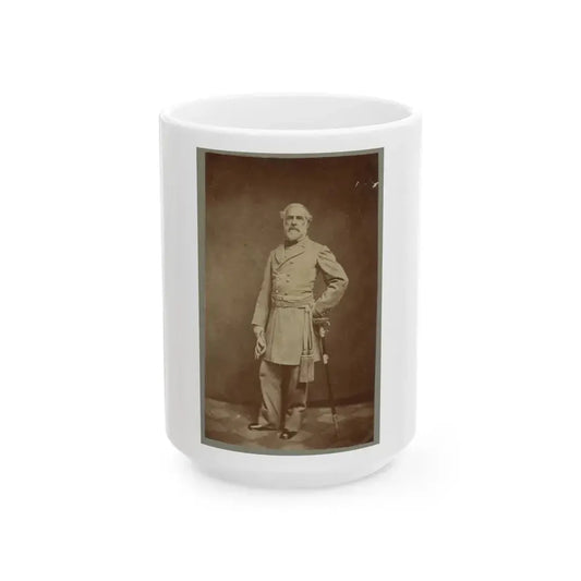 General Robert E. Lee, Full-Length Portrait, Standing, Facing Front, With Left Hand At Waist, On Sword, Wearing Military Uniform (U.S. Civil War) White Coffee Mug 15oz - Go Mug Yourself