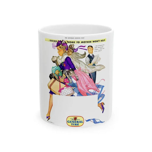 General Tire advertisement, The Saturday Evening Post - White Coffee Mug 11oz - Go Mug Yourself