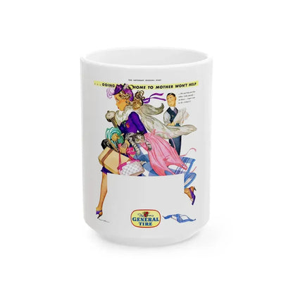 General Tire advertisement, The Saturday Evening Post - White Coffee Mug 15oz - Go Mug Yourself