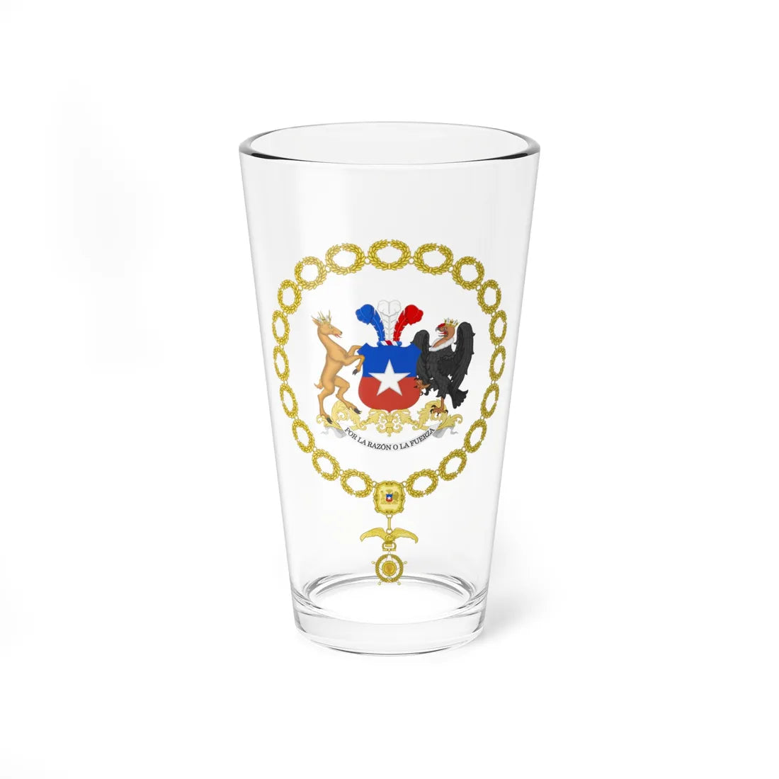 Generic Coat of Arms of the President of Chile Chilean Order of Merit (Chile) (Coat of Arms) Pint Glass 16oz 16oz - Go Mug Yourself