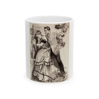 Gentleman Consoling Woman, magazine story illustration, circa 1930s - White Coffee Mug 11oz - Go Mug Yourself