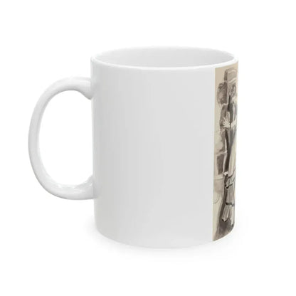 Gentleman Consoling Woman, magazine story illustration, circa 1930s - White Coffee Mug - Go Mug Yourself